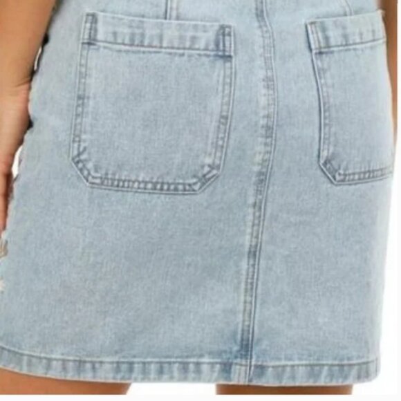 Driftwood Bambi Denim Floral Embroidered Skirt Tie Belt Light Wash 🆕⌚🏃🏻📦⚡🚚 - Picture 4 of 12